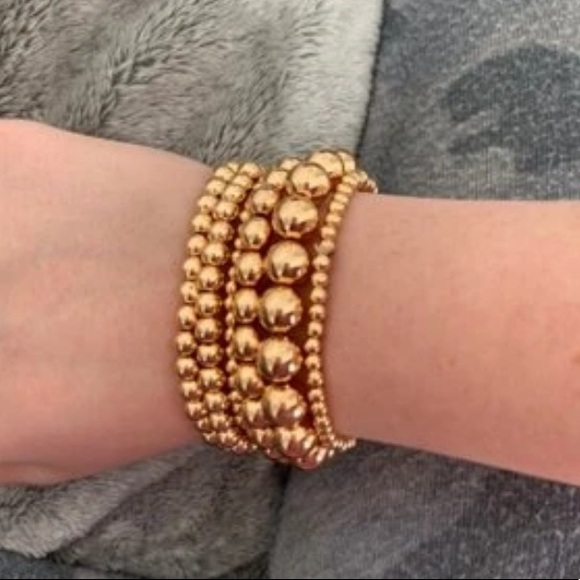 6PC 18K GOLD PLATED BEADED BRACELET SET - Picture 4 of 8